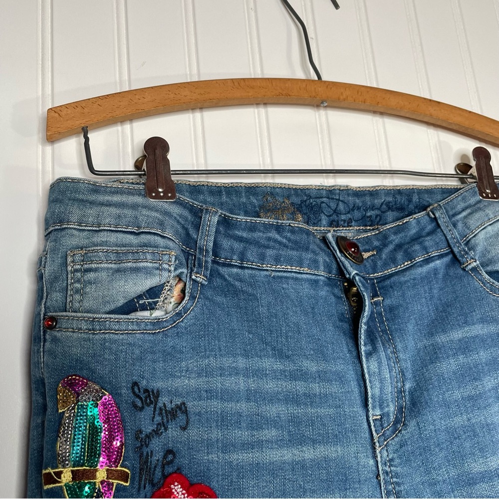 Desigual Embroidered Appliqué Skinny Jeans - Picture 7 of 11